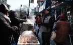 Street market  in Jackson Heights in Queens, New York that has the large population of Mexican immigrants.