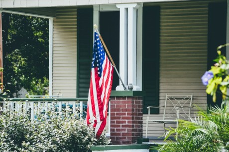 Front porch American flag